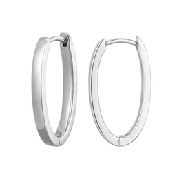 Casablanca Rhodium Plated Oval Hoop Earrings