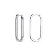 Casablanca Rhodium Plated Silver Tone U-Hoop Earrings