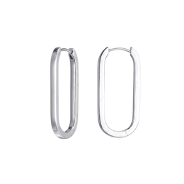 Casablanca Rhodium Plated Silver Tone U-Hoop Earrings