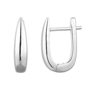 Casablanca Brass Rhodium Plated U Hoop Earrings