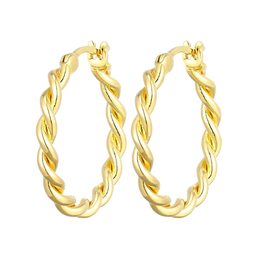 Casablanca Yellow Gold Plated Twisted Hoop Earrings