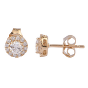 10KT Yellow Gold .50CT Lab Grown Diamond Round Halo Stud Earrings