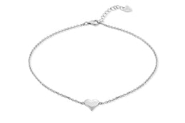 Casablanca Sterling Silver Polished Puffy Heart Anklet