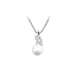 Casablanca Sterling Silver CZ Pearl Necklace
