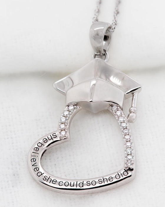 Sterling Silver Graduation Heart Necklace