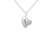 Casablanca Silver & CZ Puffed Heart Necklace