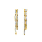 Casablanca CZ Gold Plated Sterling Silver Double Row Drop Earrings