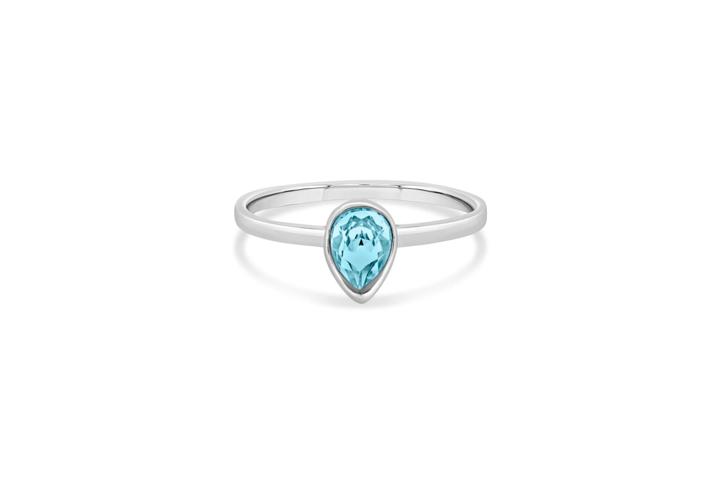 Casablanca Aquamarine Crystal Pear Ring