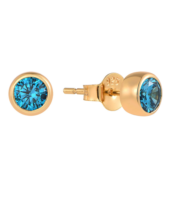 Casablanca Sterling Silver Bezel Birthstone Stud Earrings