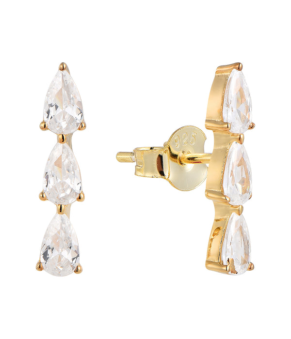 Casablanca Gold Plated CZ Climber Earrings