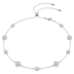 Swarovski Una Silver Tone Rhodium Plated Double Sided Adjustable Necklace
