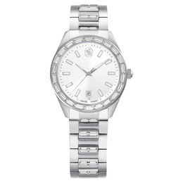 Swarovski Swiss Made, Silver Tone, Stainless Steel Matrix Date Watch