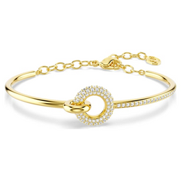 Swarovski Dextera Yellow Gold Tone Half-Pavé Bangle