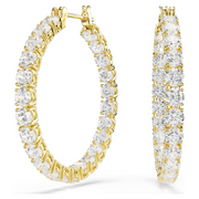 Swarovski Matrix Round-Cut Crystal Yellow Gold Tone Hoop Earrings