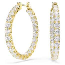 Swarovski Matrix Round-Cut Crystal Yellow Gold Tone Hoop Earrings