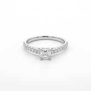 0.70CT Asscher Cut Natural Mined Diamond Solitaire Engagement Ring with Pavé Band in 14K White Gold