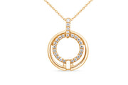 10KT Yellow Gold Diamond Circle Necklace