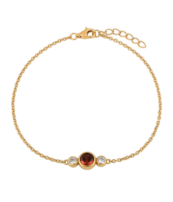 Casablanca Sterling Silver 3-Stone Bezel Birthstone Bracelet