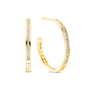 Casablanca CZ Gold Plated Sterling Silver Hoop Earrings
