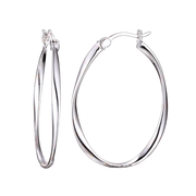 Casablanca Rhodium Plated Silver Tone Hoop Earrings