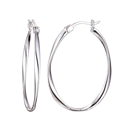 Casablanca Rhodium Plated Silver Tone Hoop Earrings