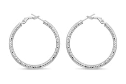 Casablanca Sterling Silver Brushed Diamond Cut Earrings