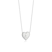 Rhodium Plated Sterling Silver Heart Initial Necklace AW24N003R