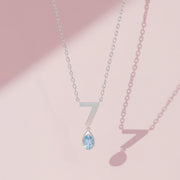 Custom Sterling Silver Number Birthstone Necklace