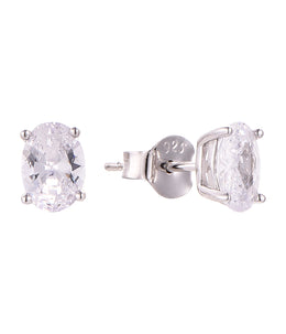 Casablanca Silver Oval Cut Stud Earrings