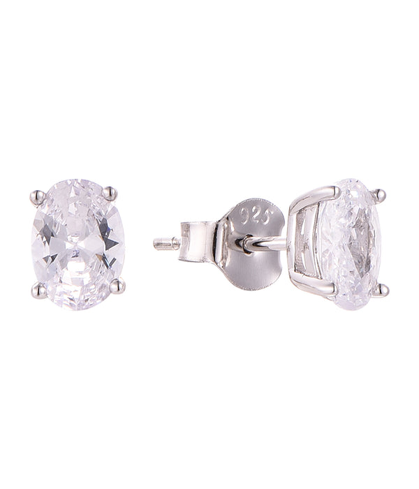 Casablanca Silver Oval Cut Stud Earrings