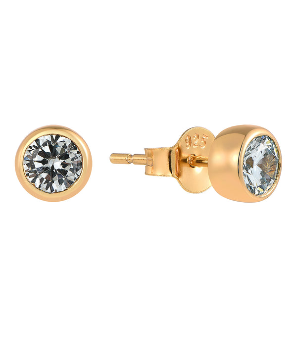 Casablanca Sterling Silver Bezel Birthstone Stud Earrings