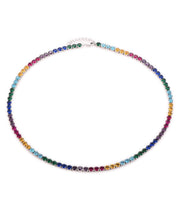 Casablanca Multi-Coloured CZ Sterling Silver Tennis Bracelet: Large