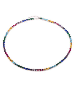 Casablanca Multi-Coloured CZ Sterling Silver Tennis Bracelet: Large