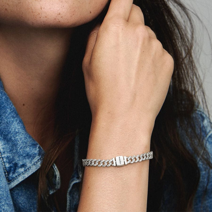Pandora Pave Sterling Silver Chain Bracelet