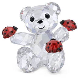 Swarovski Kris Bear Good Luck Figurine with Ladybugs