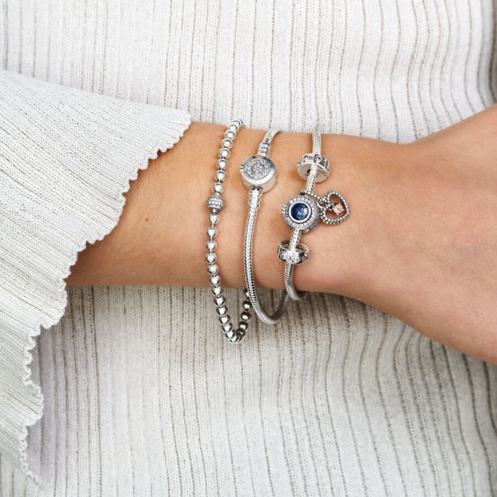 Pandora Beads And Pave Sterling Silver Bracelet