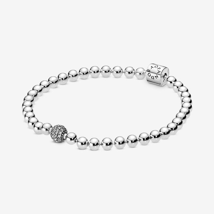 FINAL SALE - Pandora Beads And Pave Sterling Silver Bracelet
