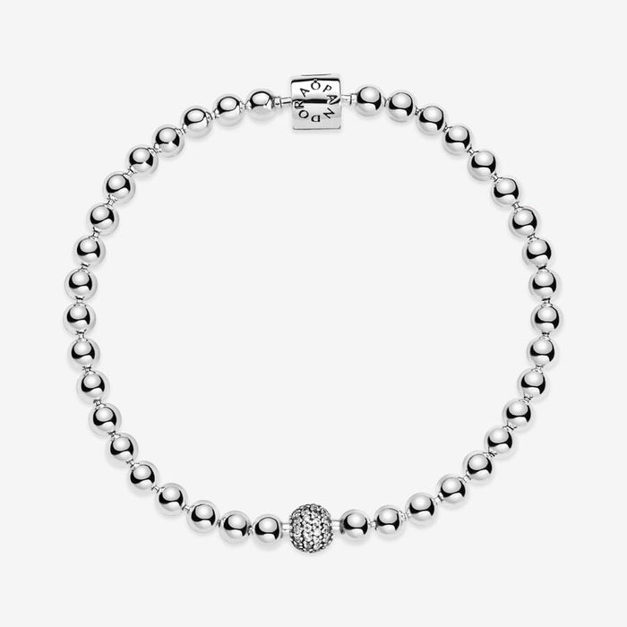 Pandora Beads And Pave Sterling Silver Bracelet