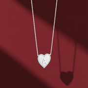 Rhodium Plated Sterling Silver Heart Initial Necklace AW24N003R