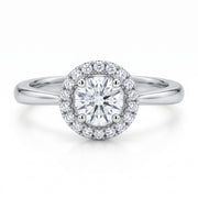 0.50CT Round Diamond Halo Engagement Ring in 14KT White Gold