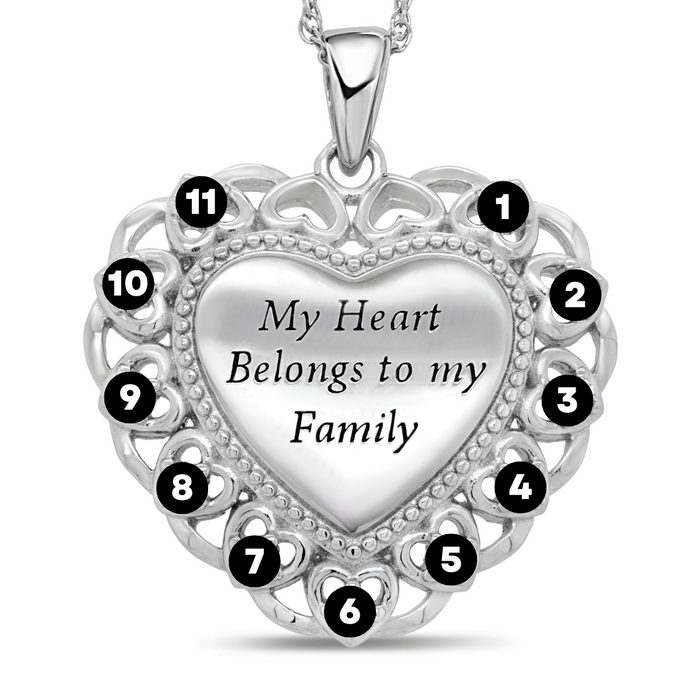 Personalized Heart Family Birthstone Necklace