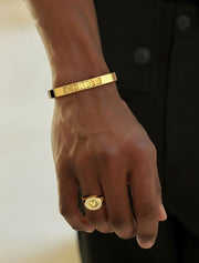 Customizable Yellow Gold Plated or Sterling Silver Charm ModuType Cuff Bracelet SS25B001G