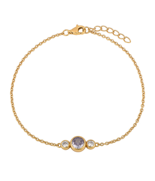 Casablanca Sterling Silver 3-Stone Bezel Birthstone Bracelet