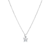Italgem Veloria Mini Stainless Steel White CZ Butterfly Pendant 14+2