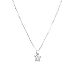 Italgem Veloria Mini Stainless Steel White CZ Butterfly Pendant 14+2