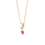 Custom Yellow Gold Plated CZ Number Birthstone Necklace