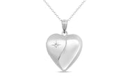 Casablanca Sterling Silver CZ Heart Locket Necklace