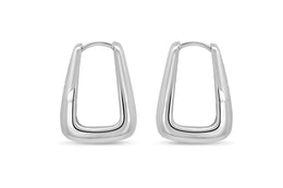 Casablanca Sterling Silver Bold Rectangle Hoop Earrings