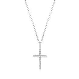 Monte Luna Sterling Silver Diamond Cross Necklace