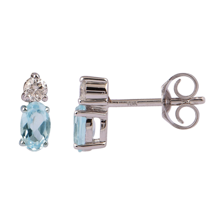 Lab Grown Diamond & Oval Sky Blue Topaz Earrings